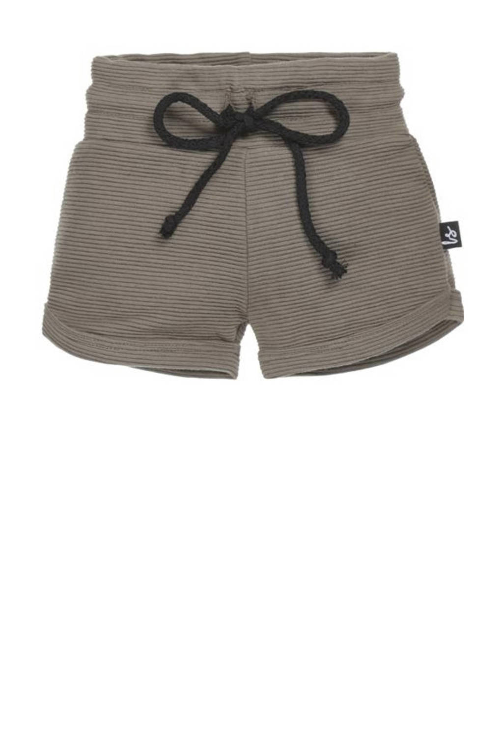 Babystyling regular fit sweatshort met textuur kaki