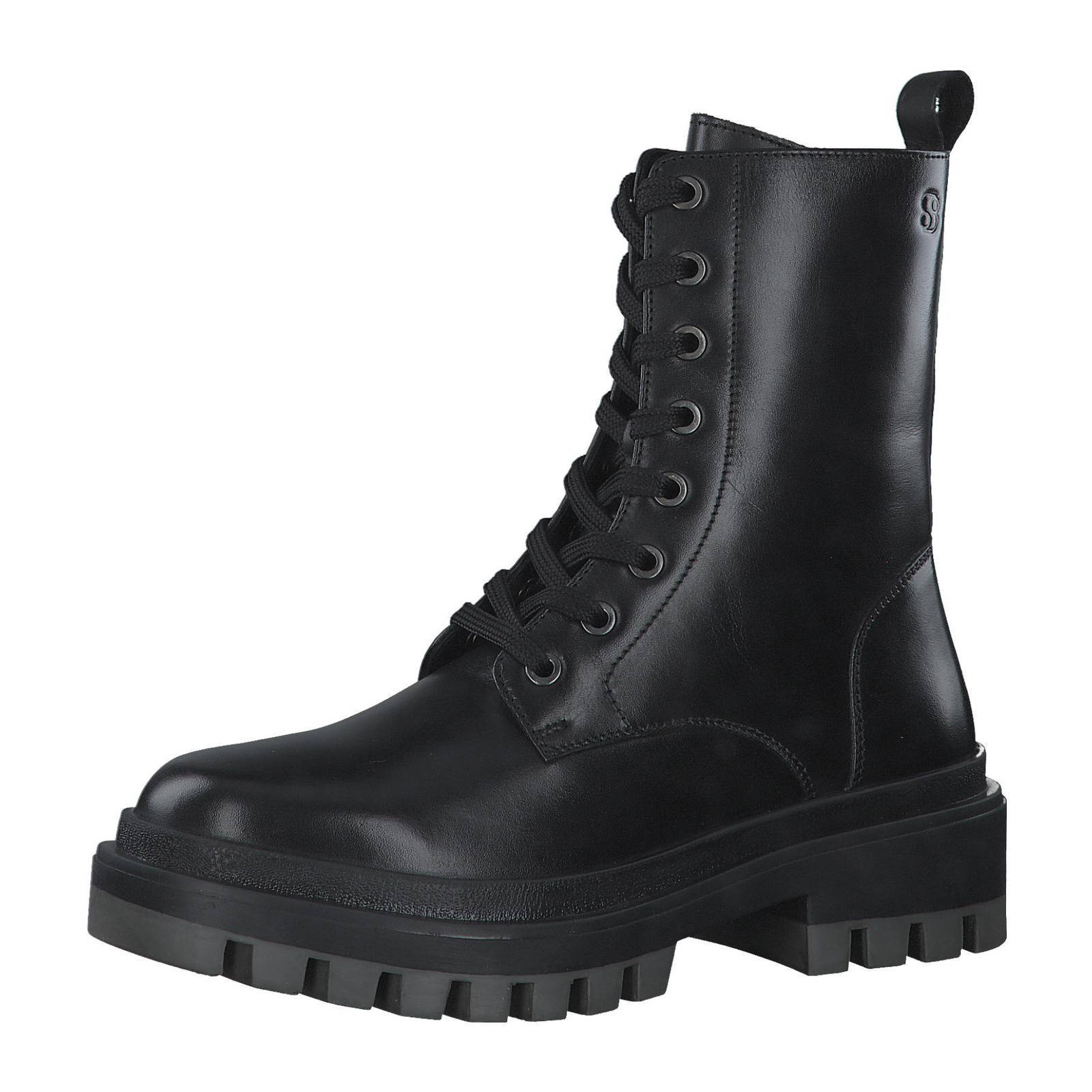 s.Oliver leren veterboots zwart | wehkamp