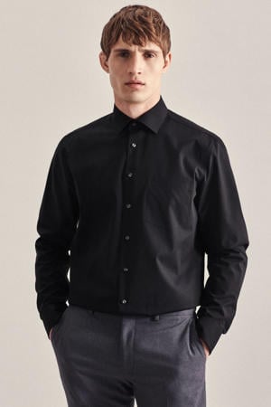 regular fit overhemd zwart