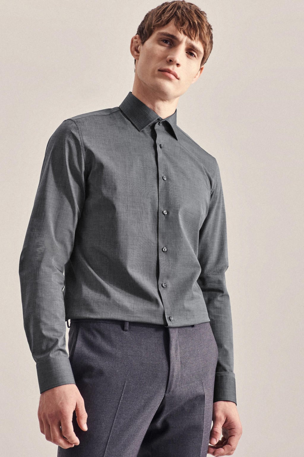 Seidensticker slim fit overhemd grijs