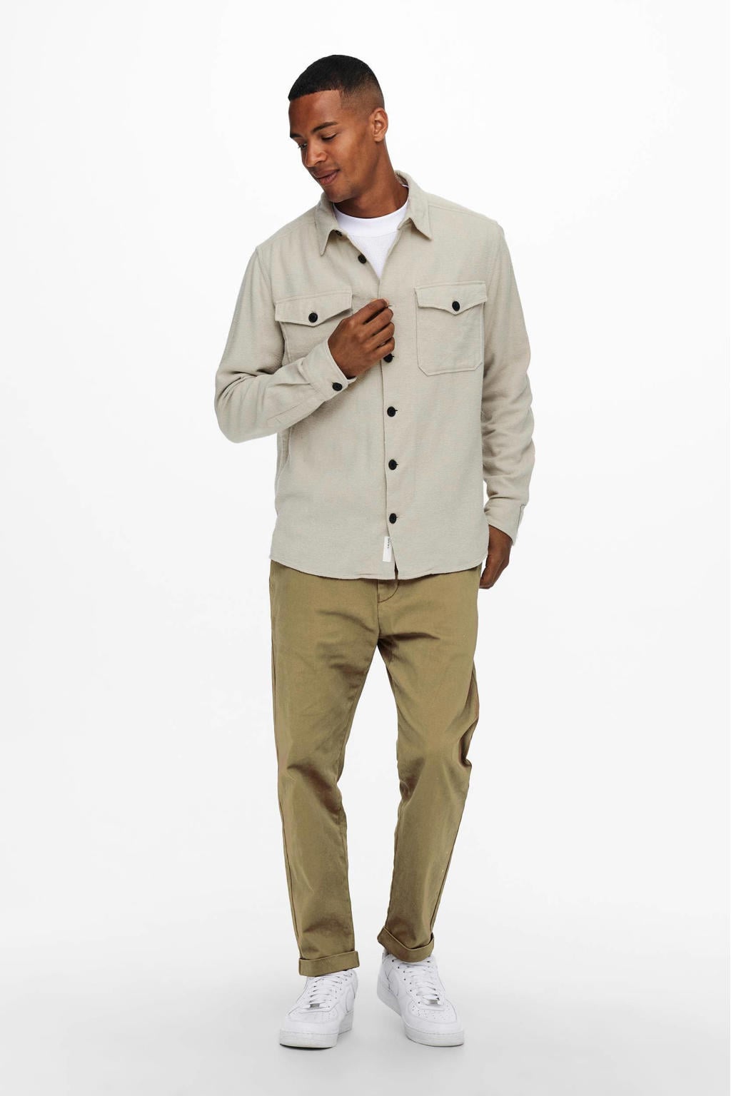 ONLY & SONS flanellen regular fit overshirt ONSMILO pelican