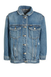 thumbnail: Stonewashed meisjes LTB spijkerjas Ronny G van denim met effen, lange mouwen, klassieke kraag, rits- en knoopsluiting en slijtage details