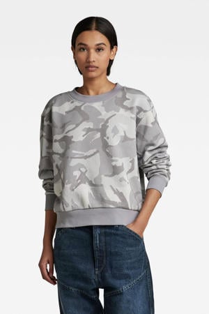sweater met camouflageprint grijs