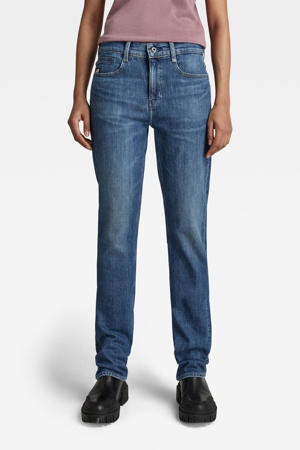 high waist straight fit jeans met biologisch katoen blauw