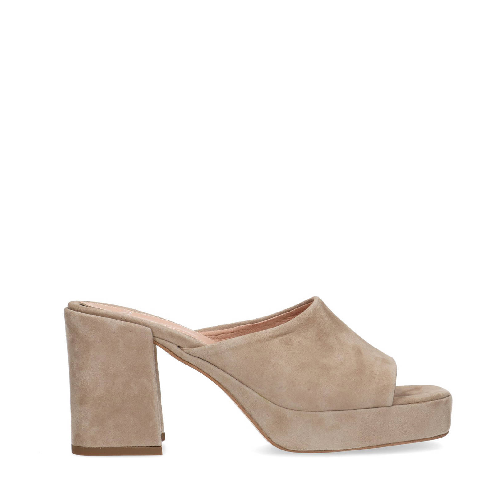 Manfield suède muiltjes beige | wehkamp
