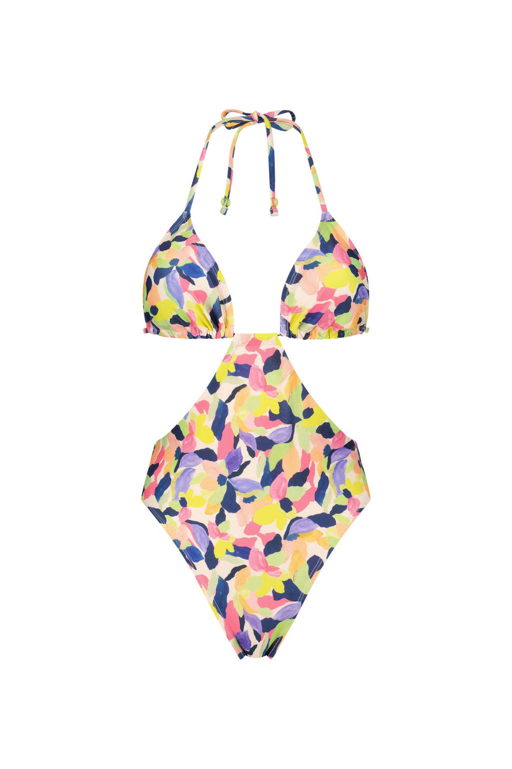 Hunkemöller badpak Hawaii geel/paars/roze