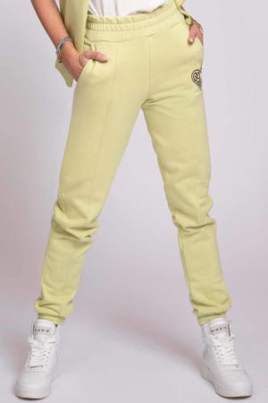high waist skinny sweatpants met logo geel