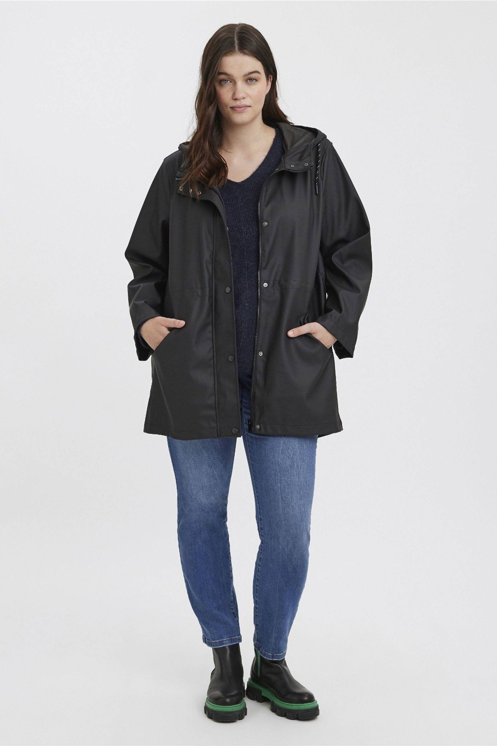 VERO MODA CURVE coated regenjas VMMALOU zwart wehkamp