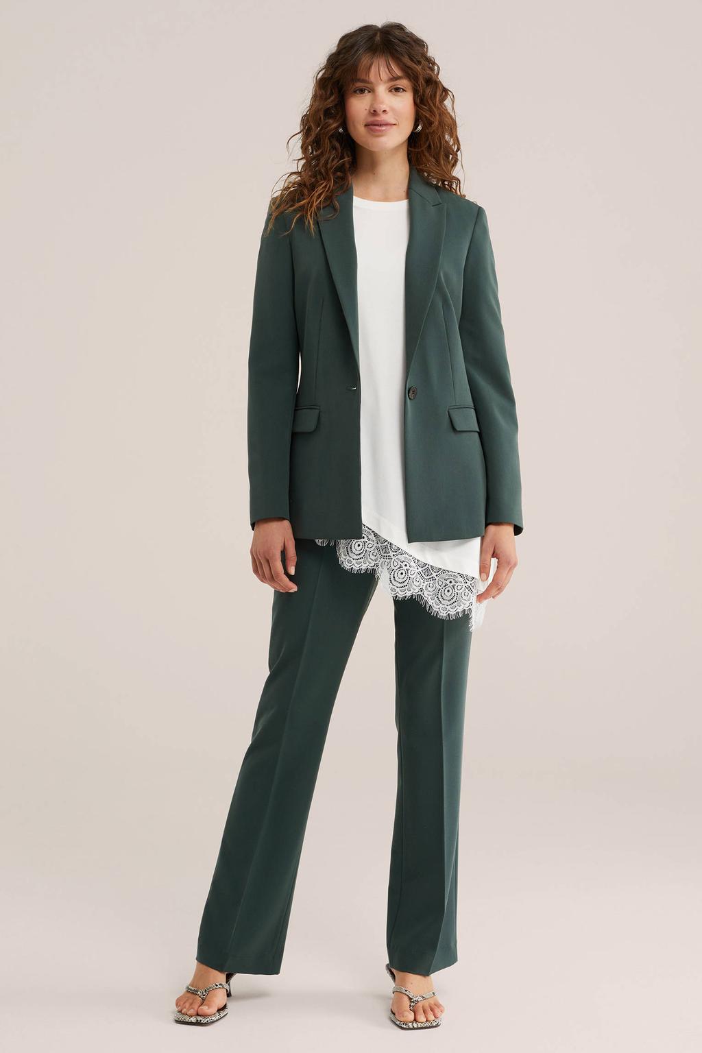 WE Fashion getailleerde blazer donkergroen