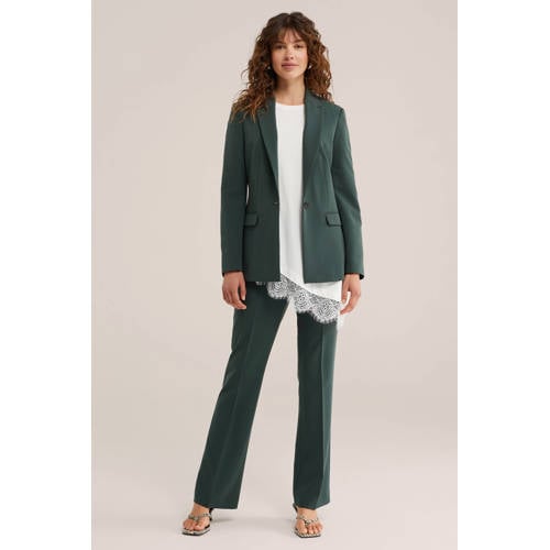WE Fashion getailleerde blazer donkergroen afbeelding