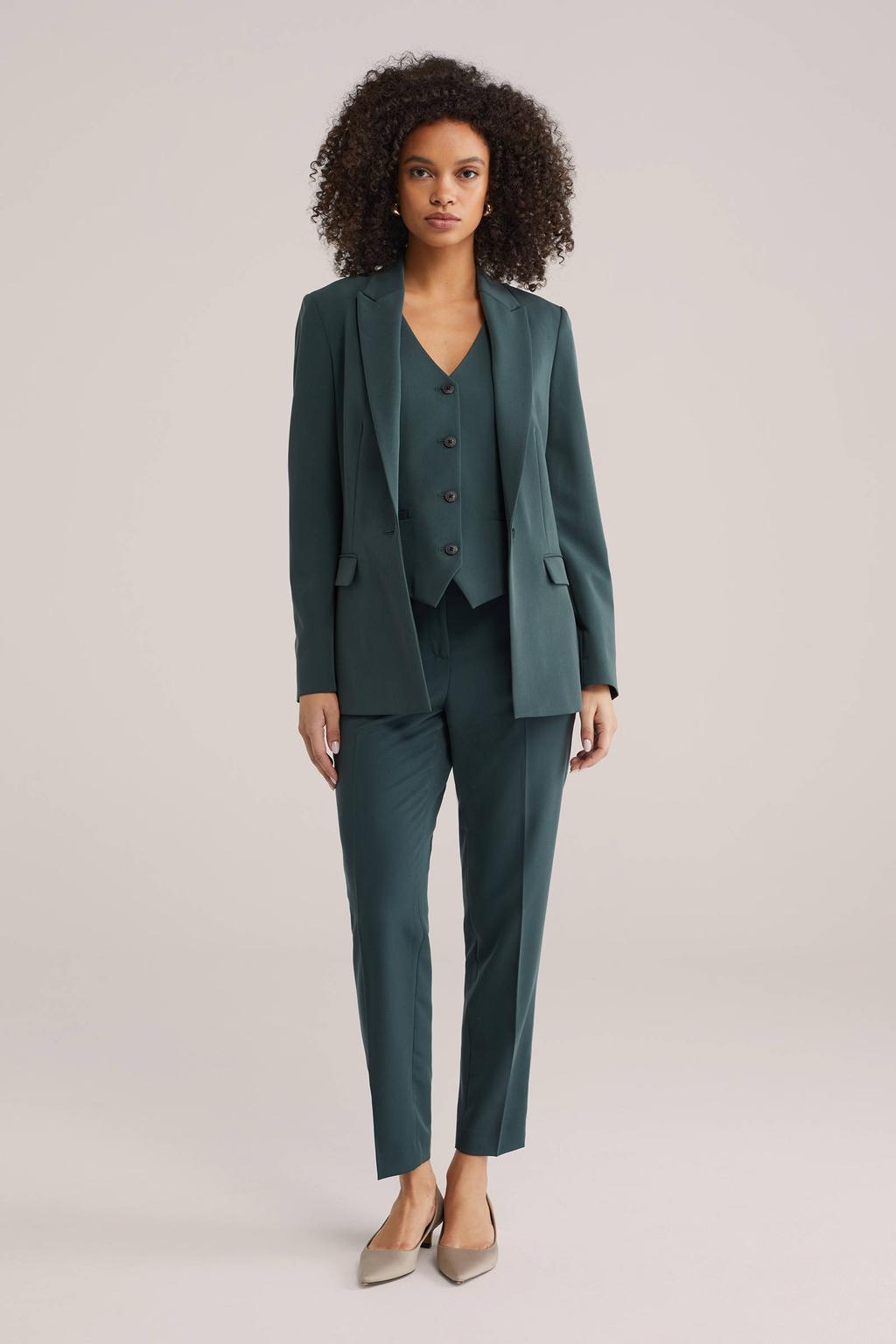 WE Fashion slim fit broek - donkergroen