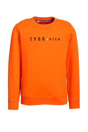 sweater met tekst fel oranje