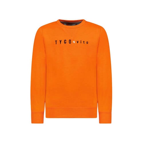 TYGO & vito sweater met tekst fel oranje afbeelding