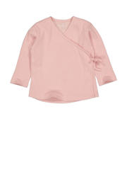 thumbnail: Roze meisjes Quapi newborn longsleeve van stretchkatoen met effen, lange mouwen, V-hals en striksluiting