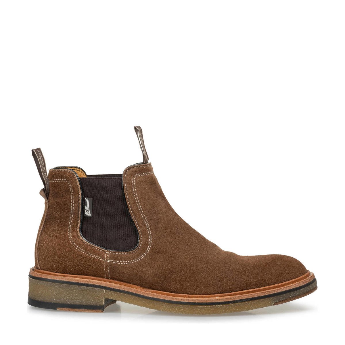 Floris van Bommel De Tanker suède chelsea boots cognac wehkamp