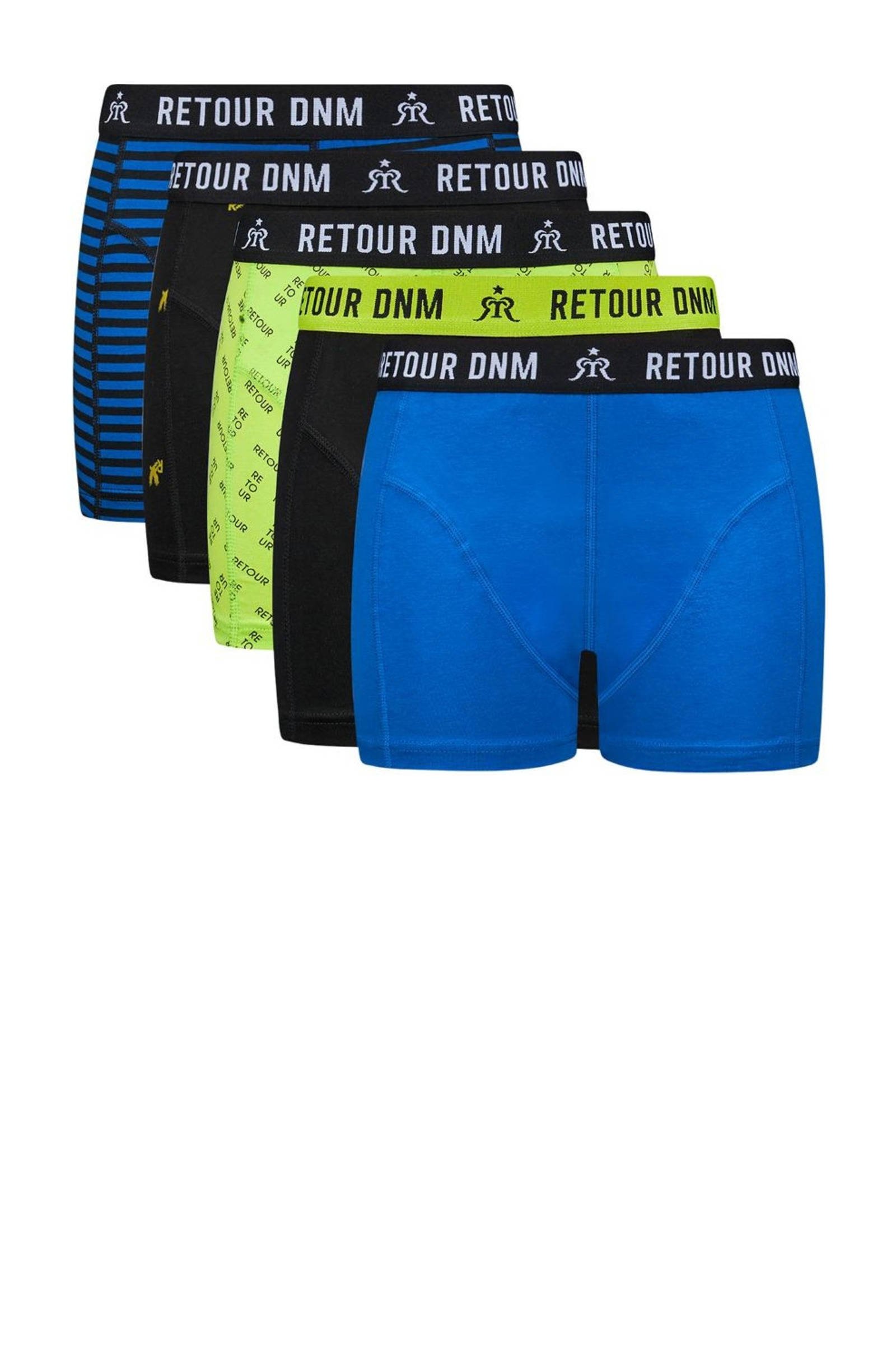 Retour Jeans boxershort set van 5 blauw zwart lime groen wehkamp