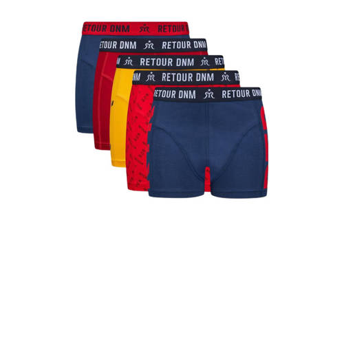 Retour Denim boxershort - set van 5 donkerblauw/rood/geel