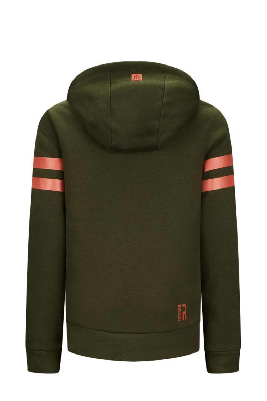 Retour Denim hoodie Florian met logo donker olijfgroen