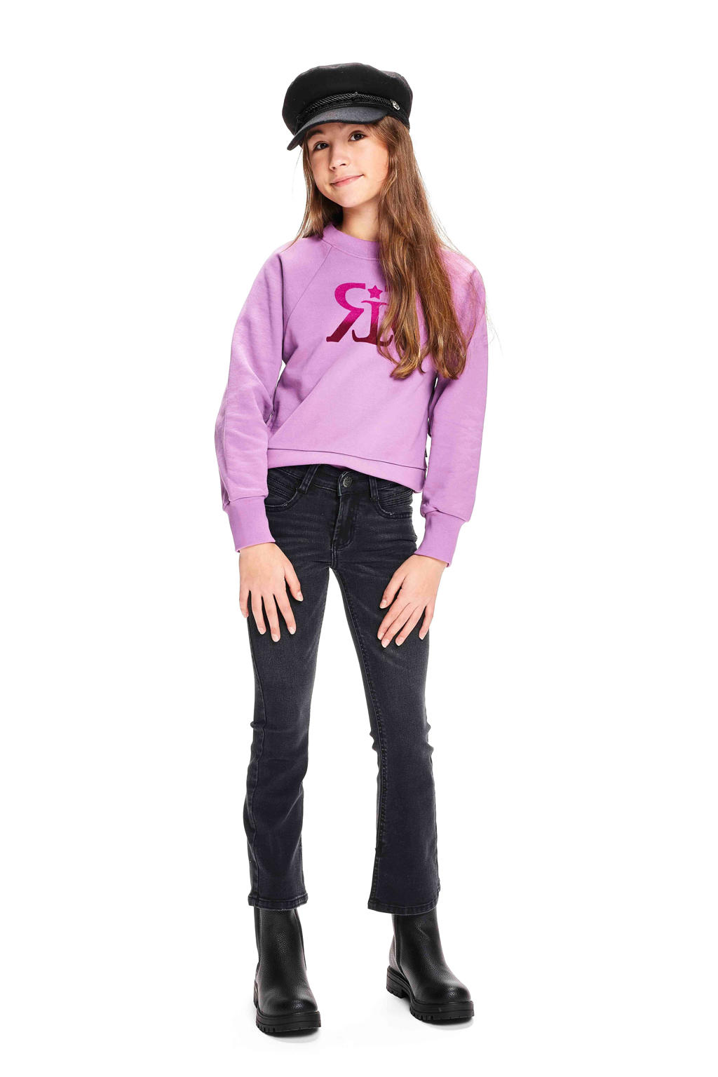 Retour Denim sweater Fallon met logo lila
