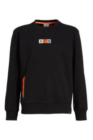 sweater Leif met logo zwart