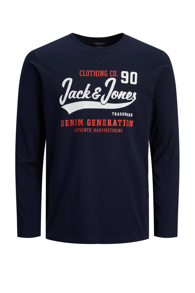 JACK JONES ESSENTIALS longsleeve JJELOGO met logo navy blazer