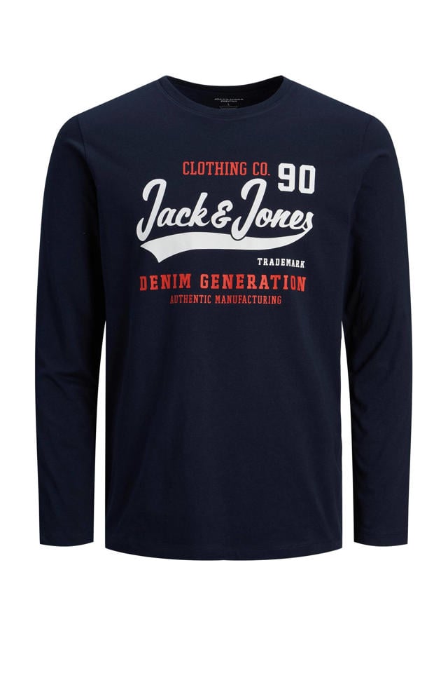 JACK JONES ESSENTIALS longsleeve JJELOGO met logo navy blazer