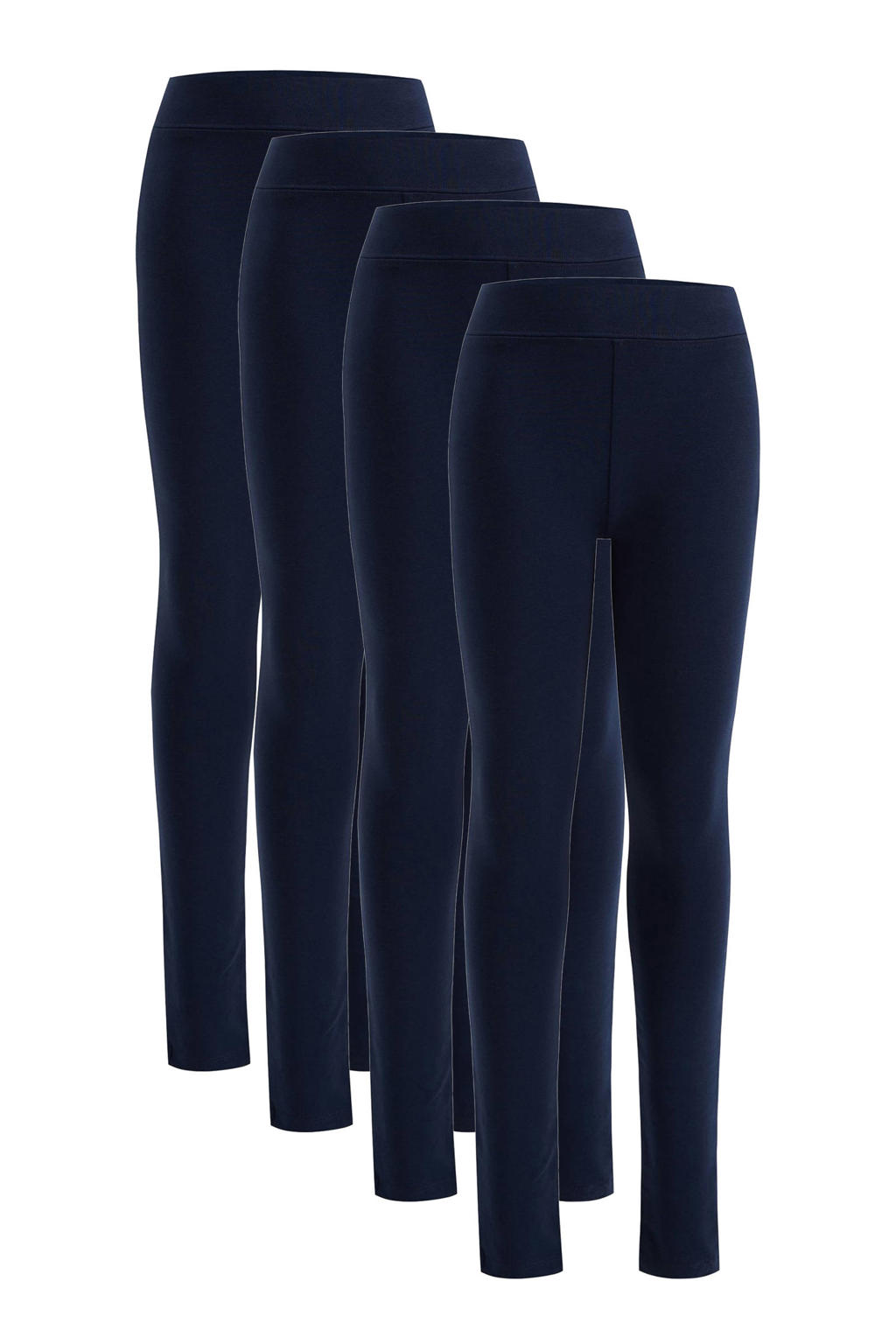 Set van 4 donkerblauwe meisjes legging van stretchkatoen met skinny fit en elastische tailleband