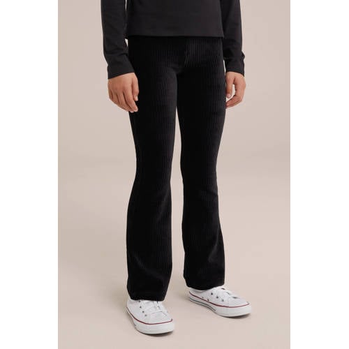 WE Fashion fluwelen flared broek zwart afbeelding