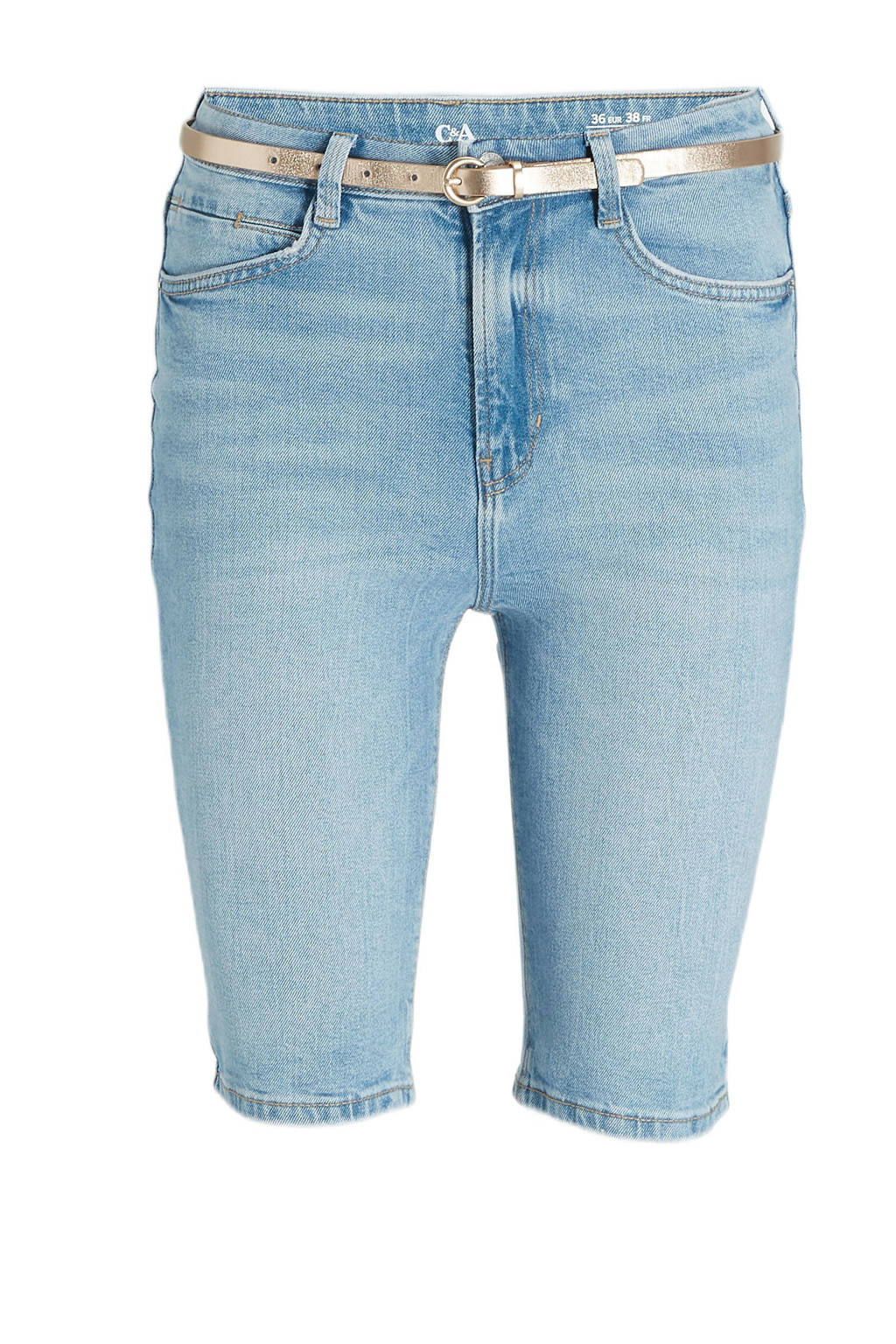 C&A high waist regular fit bermuda jeans light denim