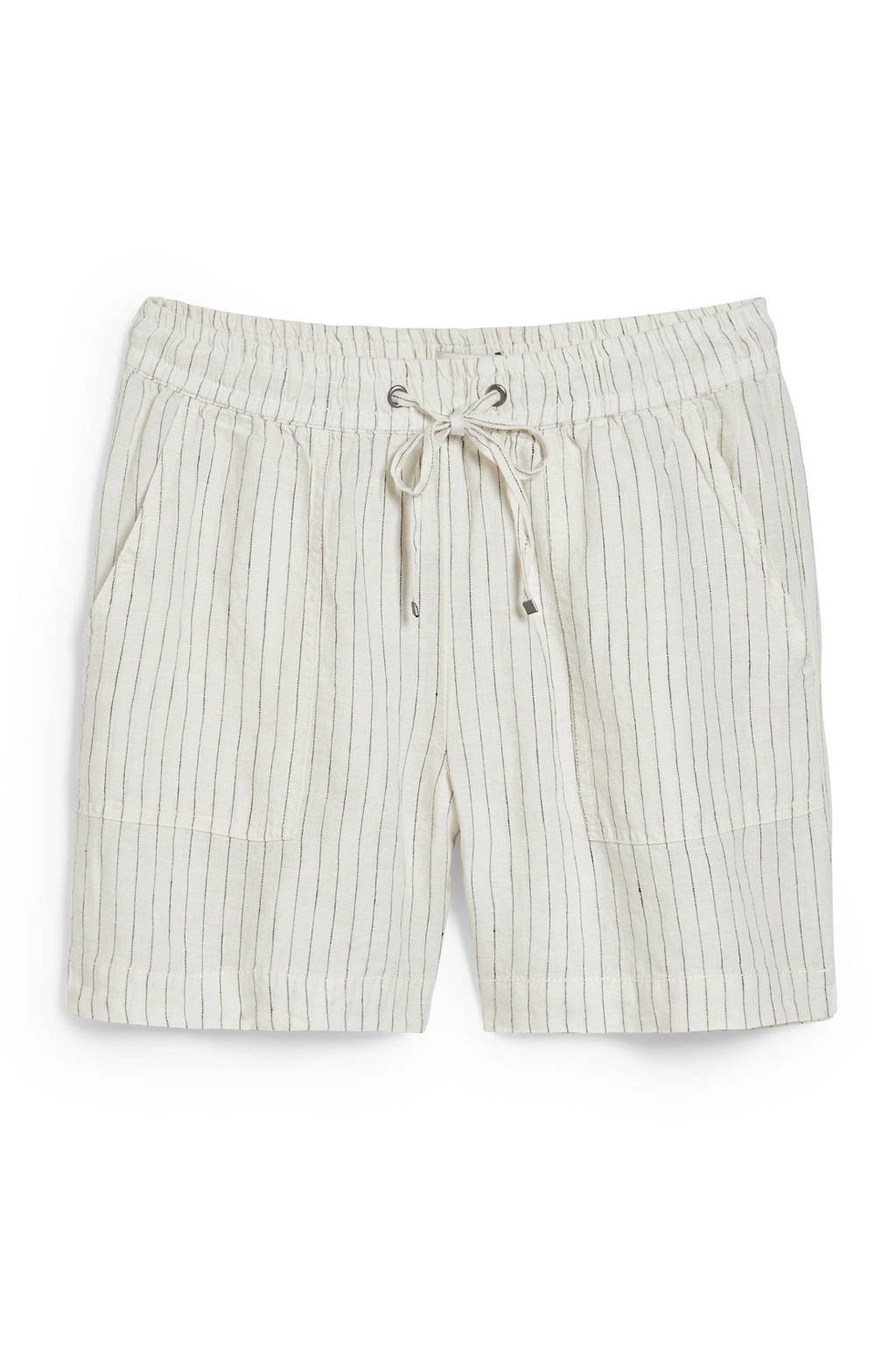 C&A linnen korte broek met krijtstreep wit