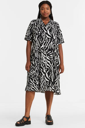 A-lijn jurk Sally met zebraprint zwart/wit