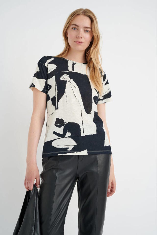 fragment Oh jee Agressief Inwear T-shirt met all over print zwart/ecru | wehkamp
