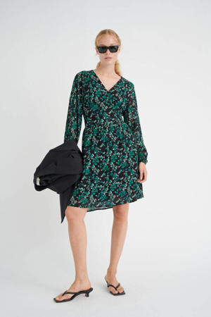 jurk KirstieIW  met all over print groen/zwart
