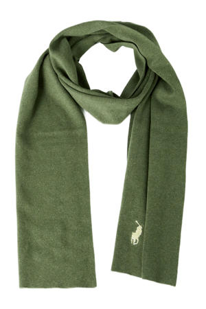 sjaal met logo olijfgroen