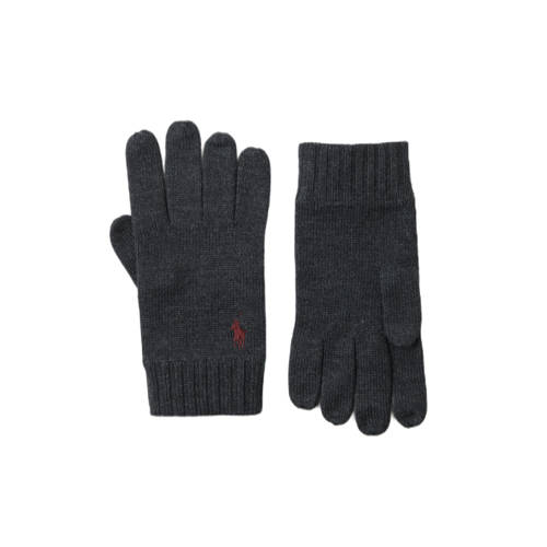 Ralph Lauren gebreide handschoenen met logo antraciet