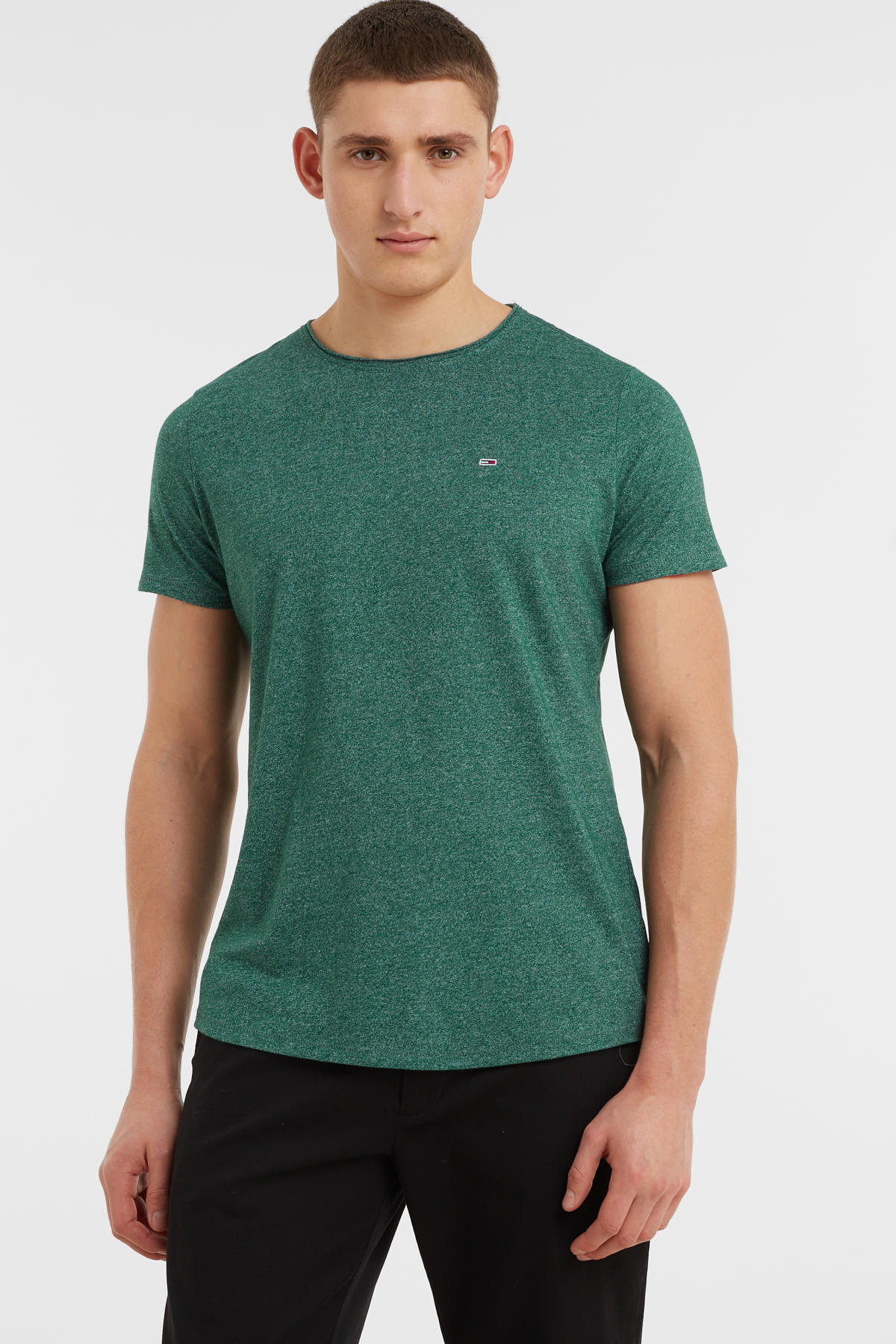 Praten tegen Refrein huren Tommy Jeans gemêleerd slim fit T-shirt Jaspe met biologisch katoen turf  green | wehkamp