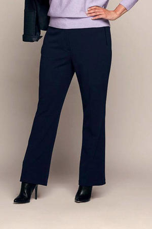 high waist straight fit pantalon Bibi donkerblauw