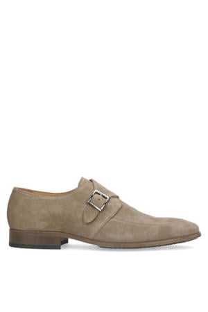 suède gespschoenen taupe