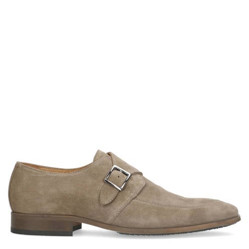 Manfield suède gespschoenen taupe afbeelding