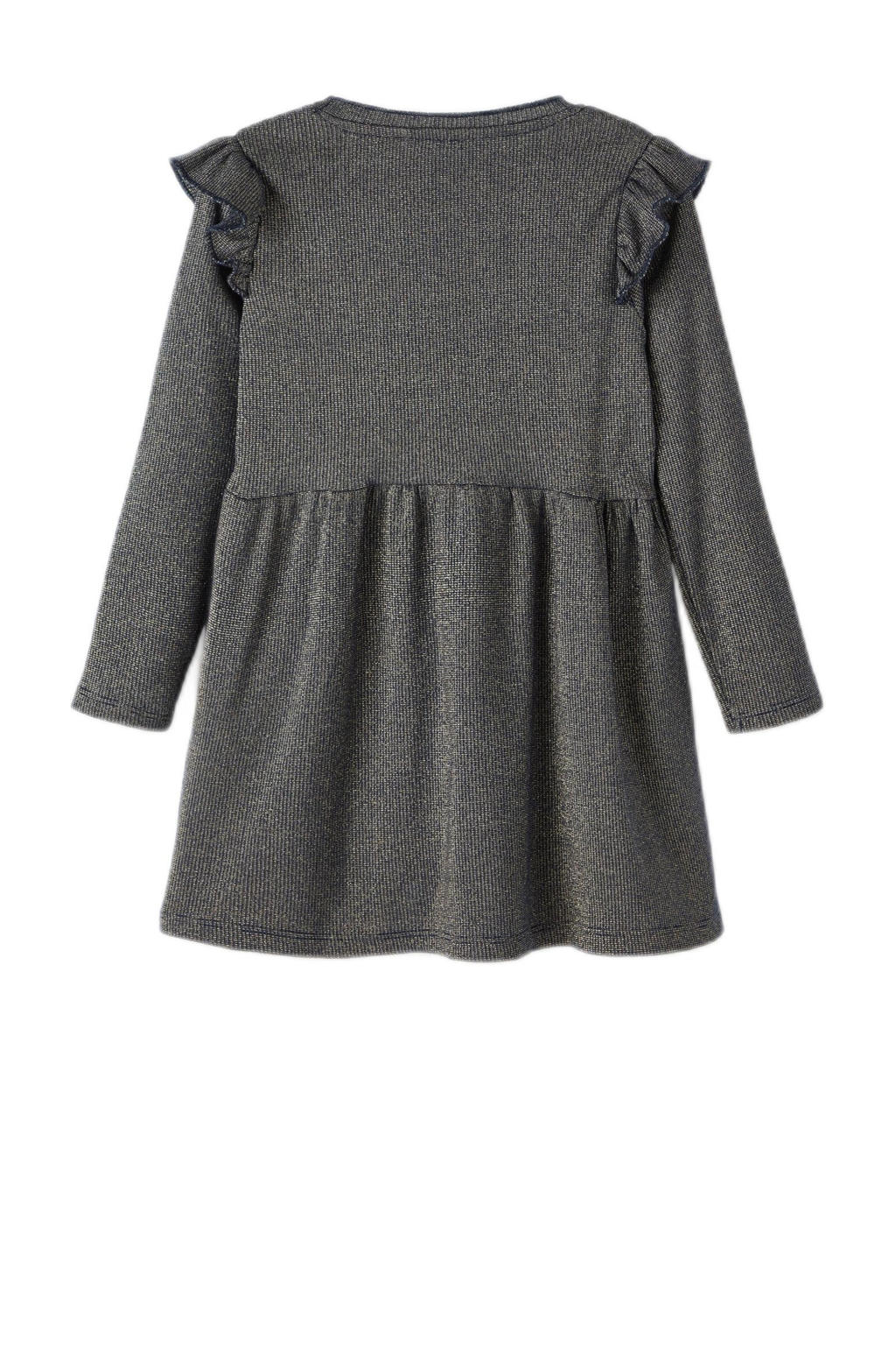 WE Fashion jurk met hartjes en ceintuur roze/donkerblauw