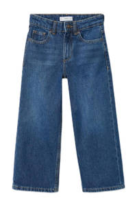 Mango Kids cropped wide leg jeans donkerblauw
