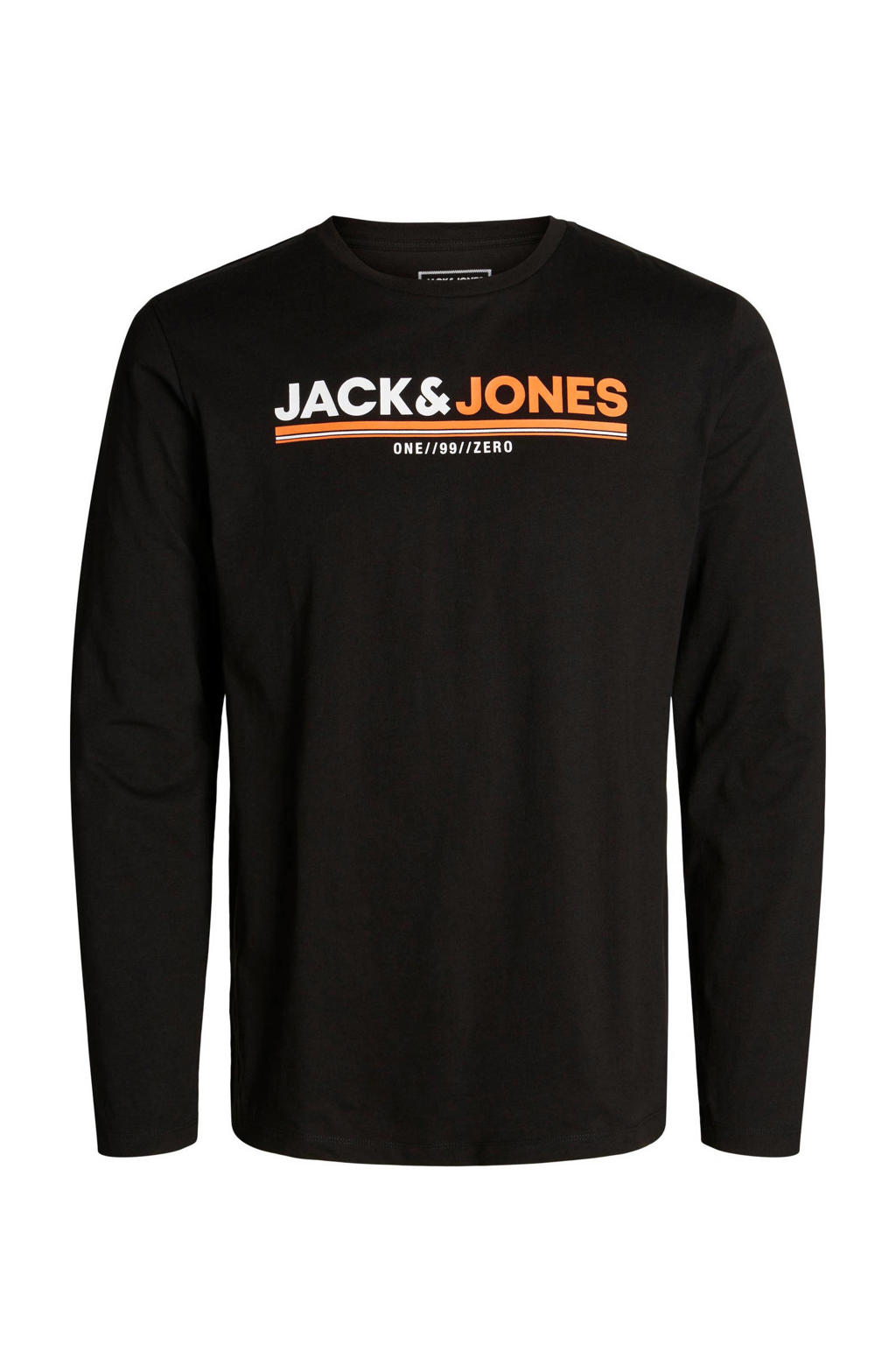 JACK & JONES CORE regular fit longsleeve JCOFREDERIK met logo black