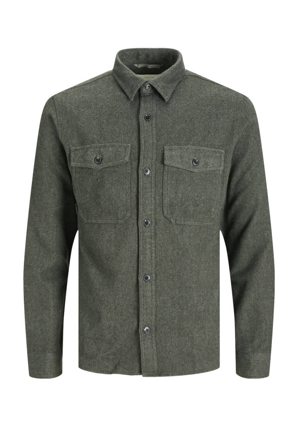 JACK & JONES PREMIUM gemêleerd regular fit overshirt JPRMARK dark green melange