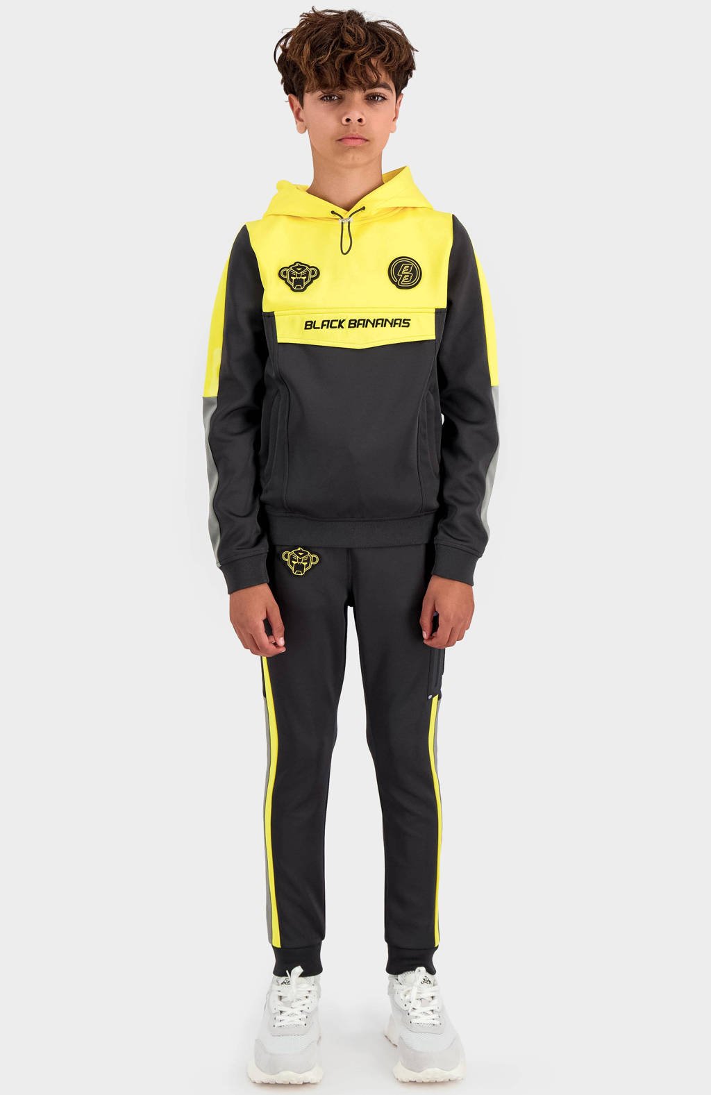 BLACK BANANAS unisex hoodie antraciet/geel wehkamp