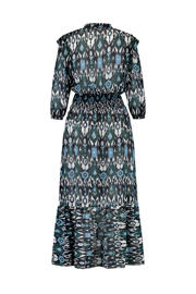 thumbnail: Fifth House maxi jurk Rosie met all over print en ruches blauw,zwart