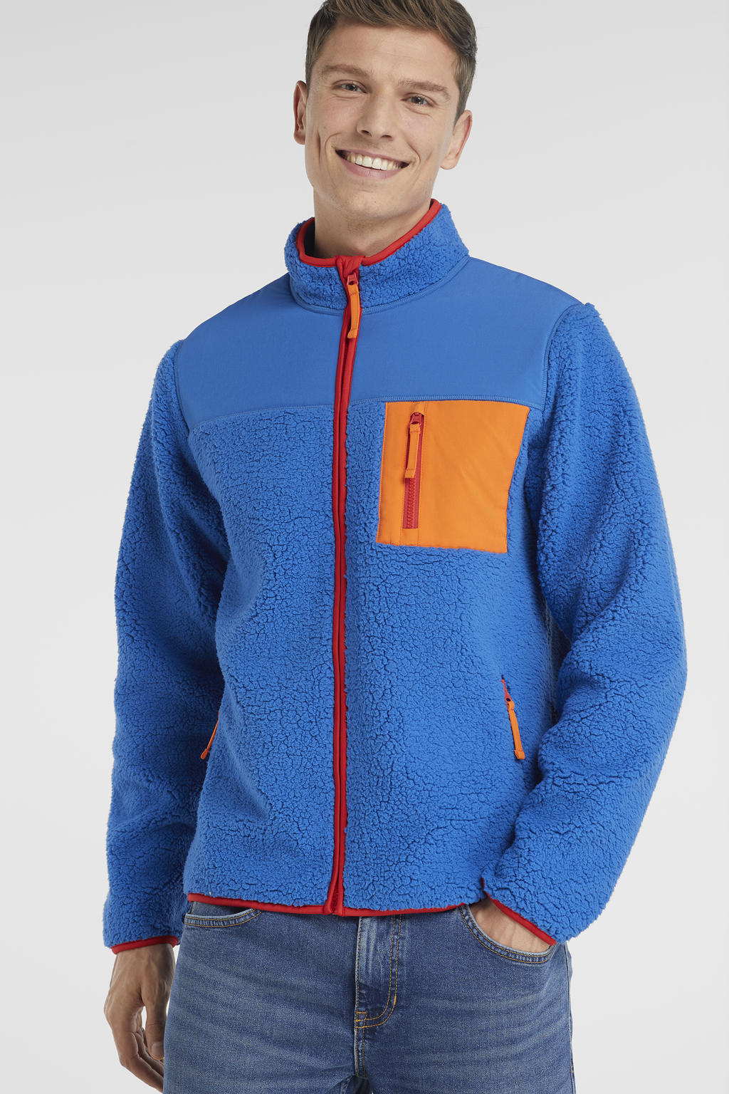 anytime teddy fleece vest blauw wehkamp