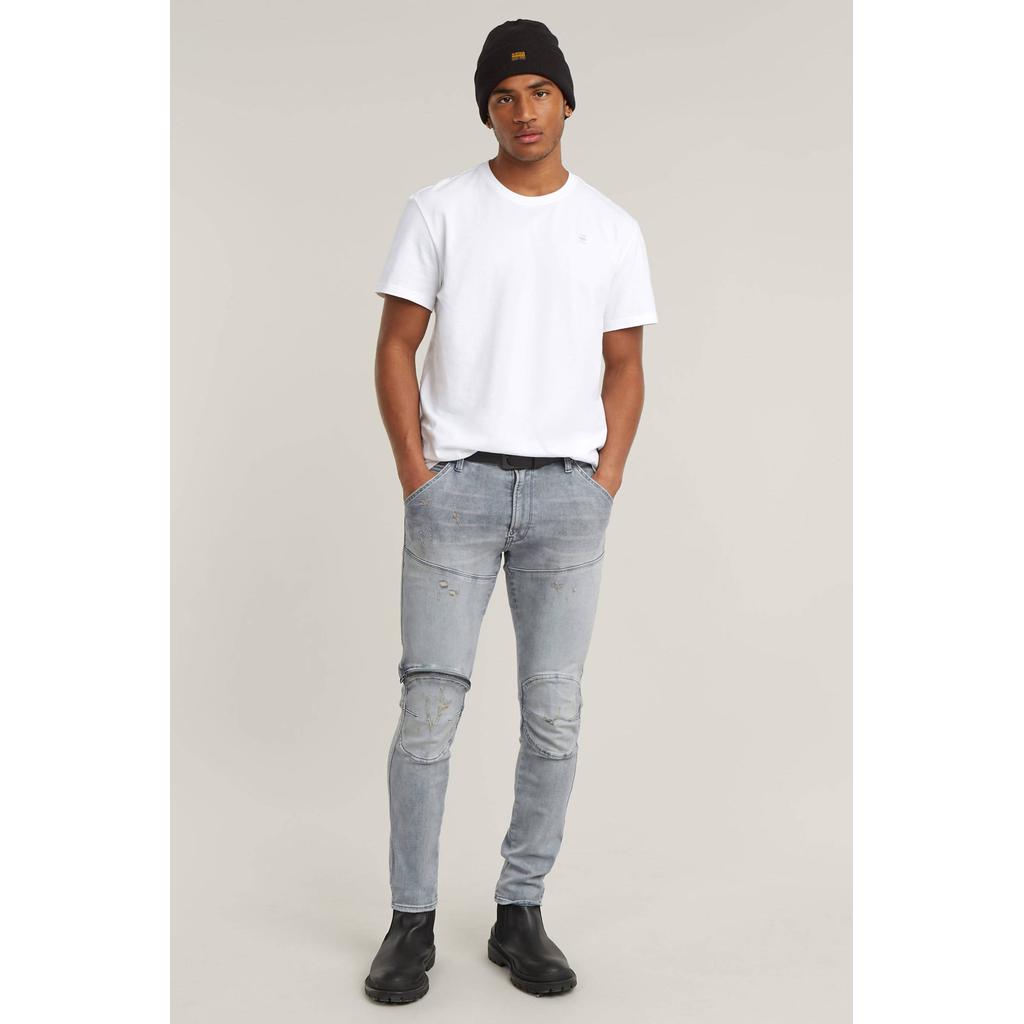Witte heren G-STAR T-shirt van katoen met effen, korte mouwen en ronde hals