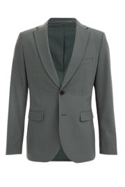 thumbnail: Grijze heren WE Fashion slim fit colbert van polyester met reverskraag