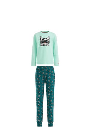pyjama met printopdruk mintgroen/donkergroen