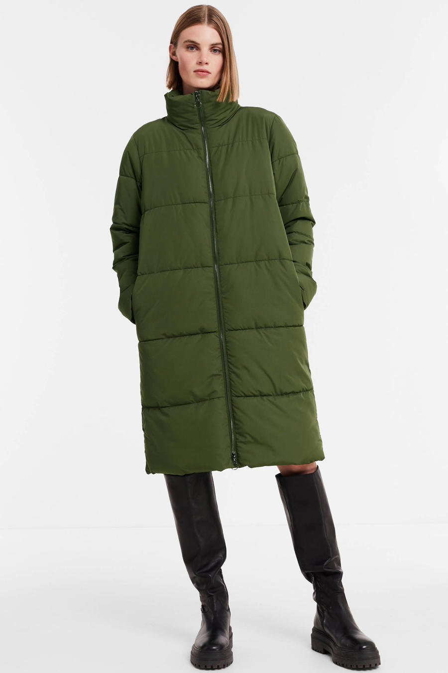 JDY lange gewatteerde jas black 15270979